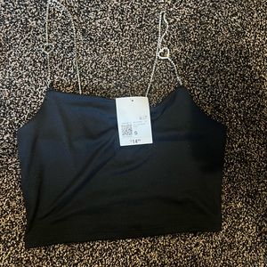Black crop tank top